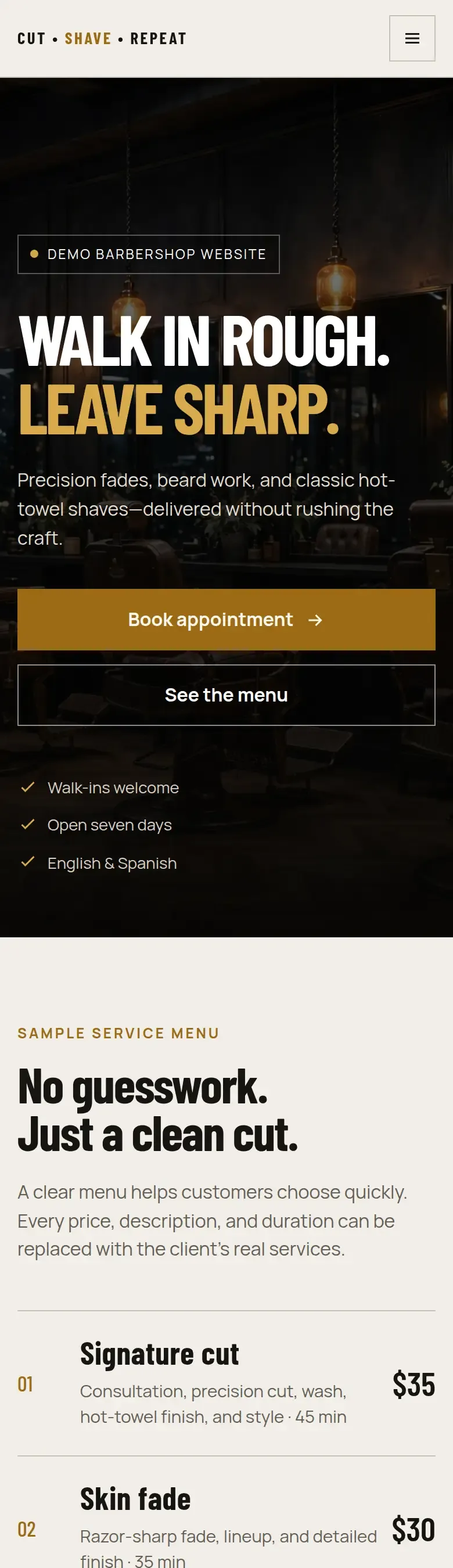 Barbershop website demo